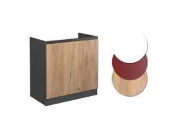 Vicco Spülenunterschrank R-Line Goldkraft Eiche/Anthrazit 80 cm AP Anthrazit mit Anthrazit Korpus