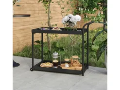 vidaXL Barwagen Schwarz 100x45x83 cm Poly Rattan
