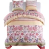 vidaXL Bettwäsche-Set Blumen/Streifen Rosa 200x220/80x80 cm 133441