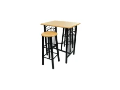 vidaXL Früchstücksbar Hellbraunes Holz Schwarzer Stahl