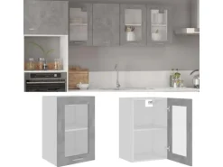 vidaXL Hängeglasschrank Betongrau 40x31x60 cm Holzwerkstoff