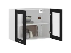 vidaXL Hängeglasschrank Schwarz 80x31x60 cm Holzwerkstoff
