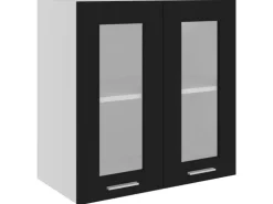 vidaXL Hängeglasschrank Schwarz 60x31x60 cm Holzwerkstoff