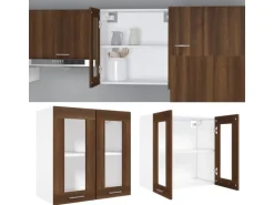 vidaXL Hängeschrank Glas Braun Eichen-Optik 60x31x60 cm Holzwerkstoff