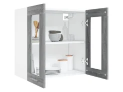 vidaXL Hängeschrank Glas Grau Sonoma 60x31x60 cm Holzwerkstoff