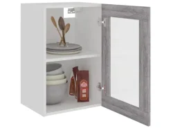 vidaXL Hängeschrank Glas Grau Sonoma 40x31x60 cm Holzwerkstoff