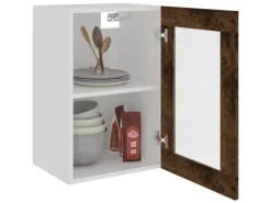 vidaXL Hängeschrank Glas Räuchereiche 40x31x60 cm Holzwerkstoff