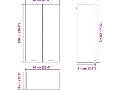 vidaXL Hängeschrank Riga Altholz 60 x 31 x 100 cm Holzwerkstoff 884360