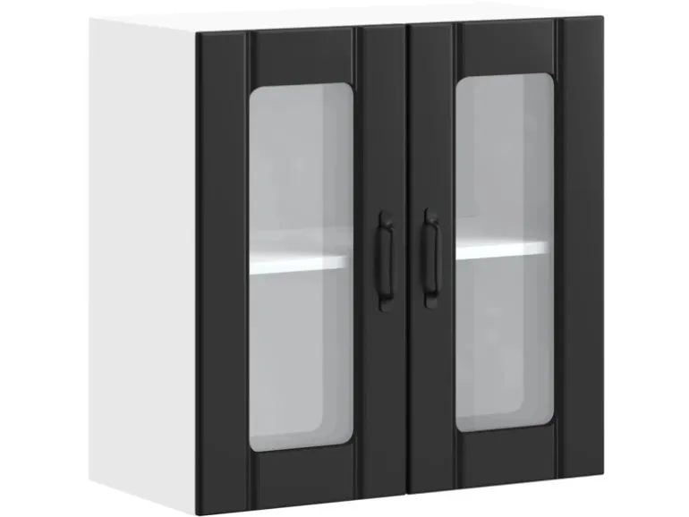 vidaXL Küchen-Hängeschrank mit Glastür Lucca Schwarz Holzwerkstoff 853908