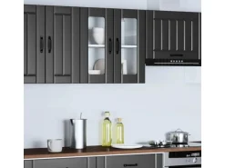 vidaXL Küchen-Hängeschrank mit Glastür Lucca Schwarz Holzwerkstoff 853908