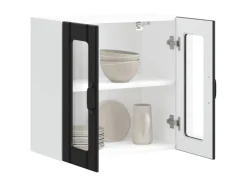 vidaXL Küchen-Hängeschrank mit Glastür Lucca Schwarz Holzwerkstoff 853908