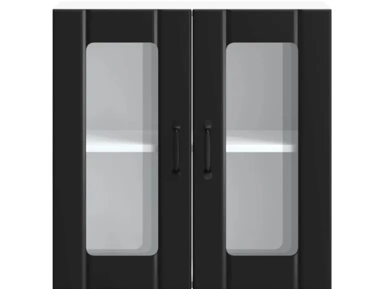 vidaXL Küchen-Hängeschrank mit Glastür Lucca Schwarz Holzwerkstoff 853908