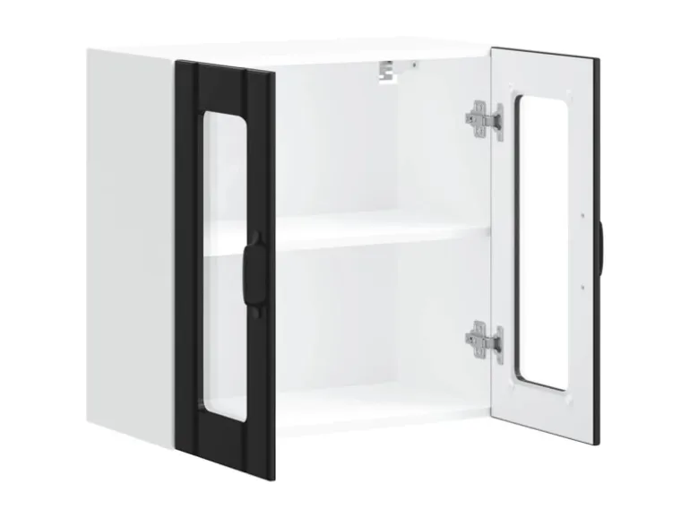 vidaXL Küchen-Hängeschrank mit Glastür Lucca Schwarz Holzwerkstoff 853908