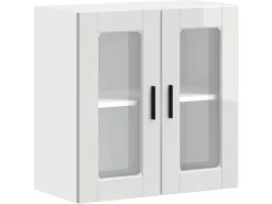 vidaXL Küchen-Hängeschrank mit Glastür Porto Hochglanz-Weiß 854149