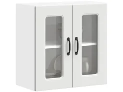 vidaXL Küchen-Hängeschrank mit Glastür Kalmar Weiß Holzwerkstoff 853667