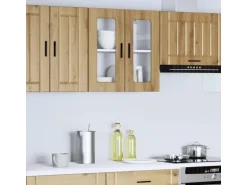 vidaXL Küchen-Hängeschrank mit Glastür Porto Artisan-Eiche 854156