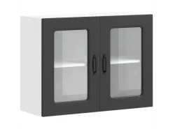 vidaXL Küchen-Hängeschrank mit Glastür Kalmar Schwarz Holzwerkstoff 853608