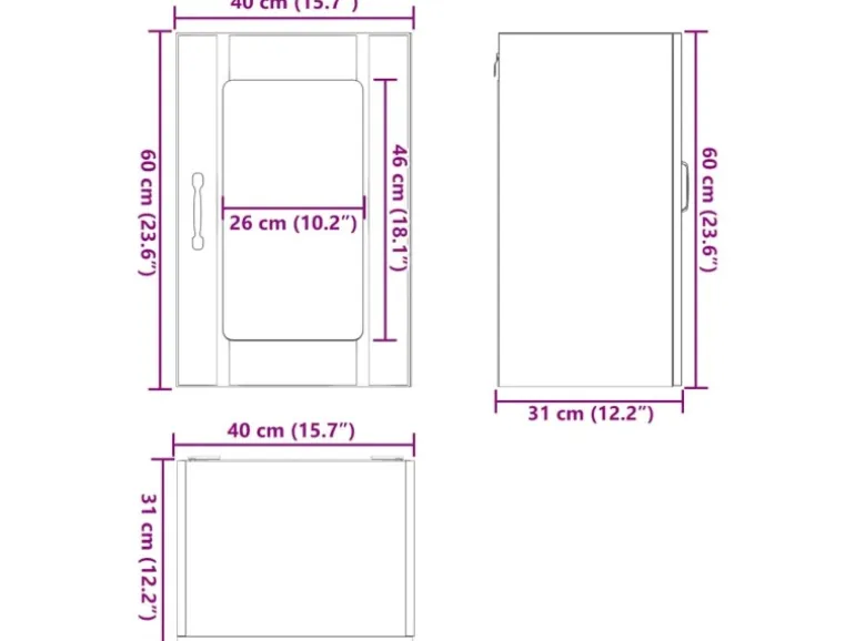 vidaXL Küchen-Hängeschrank mit Glastür Lucca Altholz-Optik 853775