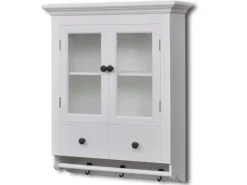 vidaXL Küchenhängeschrank mit Glastür Holz Weiß