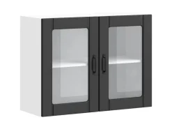 vidaXL Küchen-Hängeschrank mit Glastür Lucca Schwarz Holzwerkstoff 853848