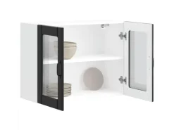 vidaXL Küchen-Hängeschrank mit Glastür Lucca Schwarz Holzwerkstoff 853848