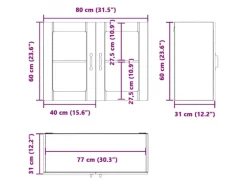 vidaXL Küchen-Hängeschrank mit Glastür Lucca Schwarz Holzwerkstoff 853848