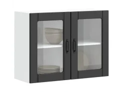 vidaXL Küchen-Hängeschrank mit Glastür Lucca Schwarz Holzwerkstoff 853848