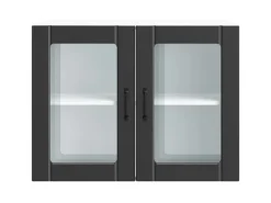 vidaXL Küchen-Hängeschrank mit Glastür Lucca Schwarz Holzwerkstoff 853848