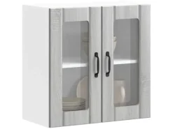 vidaXL Küchen-Hängeschrank mit Glastür Lucca Grau Sonoma Holzwerkstoff 853913