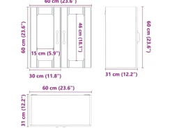 vidaXL Küchen-Hängeschrank mit Glastür Lucca Grau Sonoma Holzwerkstoff 853913