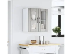 vidaXL Küchen-Hängeschrank mit Glastür Lucca Grau Sonoma Holzwerkstoff 853913