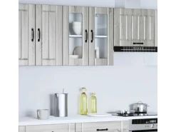 vidaXL Küchen-Hängeschrank mit Glastür Lucca Grau Sonoma Holzwerkstoff 853913