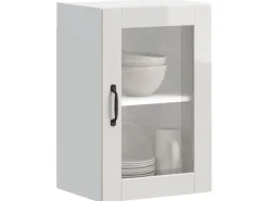 vidaXL Küchen-Hängeschrank mit Glastür Porto Hochglanz-Weiß 854009