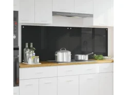 vidaXL Küchenrückwand 2 pcs Schwarz 90 x 60 cm Gehärtetes Glas 3415550
