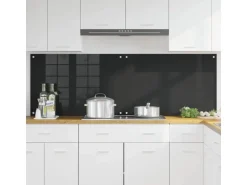 vidaXL Küchenrückwand 2 pcs Schwarz 90 x 60 cm Gehärtetes Glas 3415550