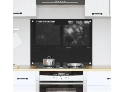 vidaXL Küchenrückwand Schwarz 80 x 60 cm Gehärtetes Glas 42018037