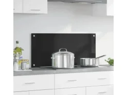 vidaXL Küchenrückwand Schwarz 90 x 40 cm Gehärtetes Glas 42018038