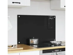 vidaXL Küchenrückwand Schwarz 80 x 50 cm Gehärtetes Glas 42018036