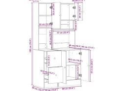 vidaXL Küchenschrank Räuchereiche 95x50x180 cm Holzwerkstoff