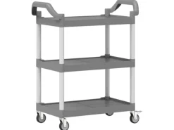 vidaXL Rollwagen mit 3 Etagen Grau 81x41x92 cm Aluminium