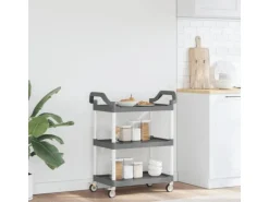 vidaXL Rollwagen mit 3 Etagen Grau 81x41x92 cm Aluminium