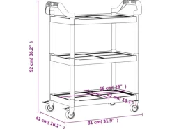 vidaXL Rollwagen mit 3 Etagen Grau 81x41x92 cm Aluminium