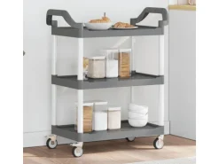 vidaXL Rollwagen mit 3 Etagen Grau 81x41x92 cm Aluminium