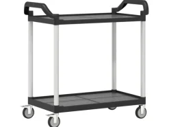 vidaXL Rollwagen mit 2 Etagen Schwarz 99x50x97 cm Aluminium