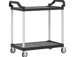 vidaXL Rollwagen mit 2 Etagen Schwarz 99x50x97 cm Aluminium