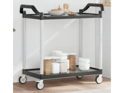 vidaXL Rollwagen mit 2 Etagen Schwarz 99x50x97 cm Aluminium