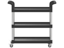 vidaXL Rollwagen mit 3 Etagen Schwarz 77x34x72 cm Aluminium