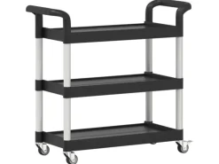 vidaXL Rollwagen mit 3 Etagen Schwarz 77x34x72 cm Aluminium