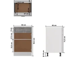 vidaXL Schubunterschrank Betongrau 50x46x81,5 cm Holzwerkstoff