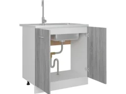 vidaXL Spülenunterschrank Grau Sonoma 80x46x81,5 cm Holzwerkstoff
